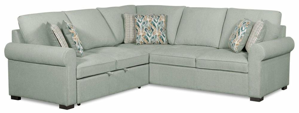 2-Piece Chenille Sectional With Left-Facing Sleeper Sofa – Seafoam Furniture