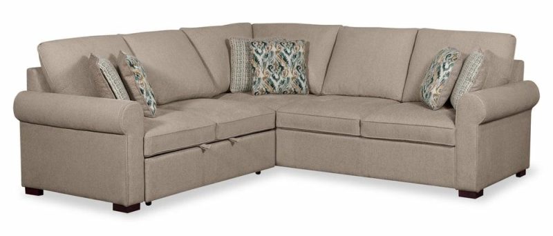 2-Piece Chenille Sectional With Left-Facing Sleeper Sofa – Taupe Furniture