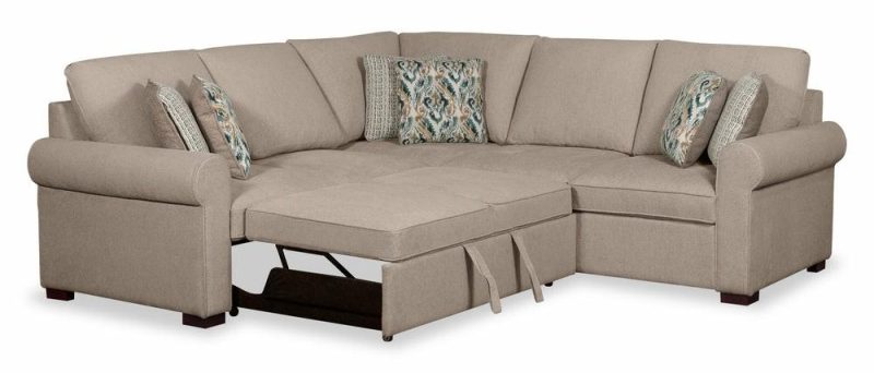 2-Piece Chenille Sectional With Left-Facing Sleeper Sofa – Taupe Furniture