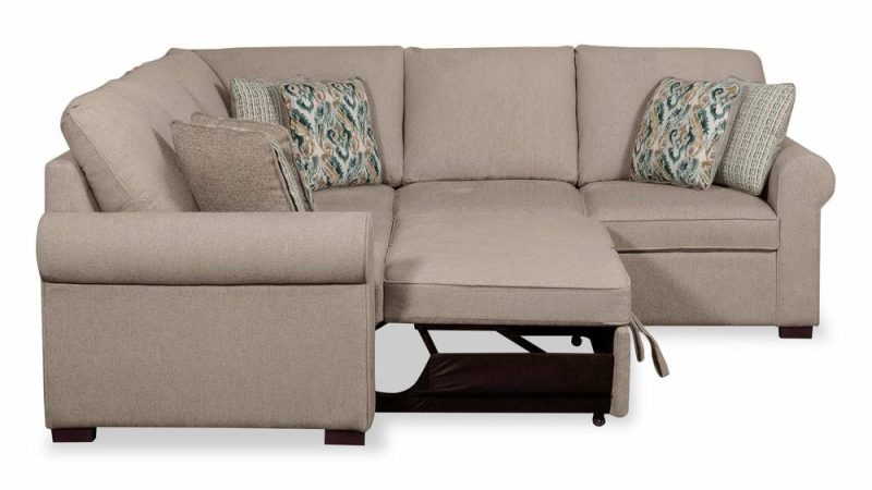 2-Piece Chenille Sectional With Left-Facing Sleeper Sofa – Taupe Furniture