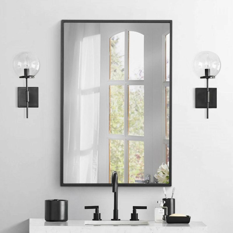 24″ X 36″ Hand Crafted Linear Rectangular Mirror – Black Bedroom