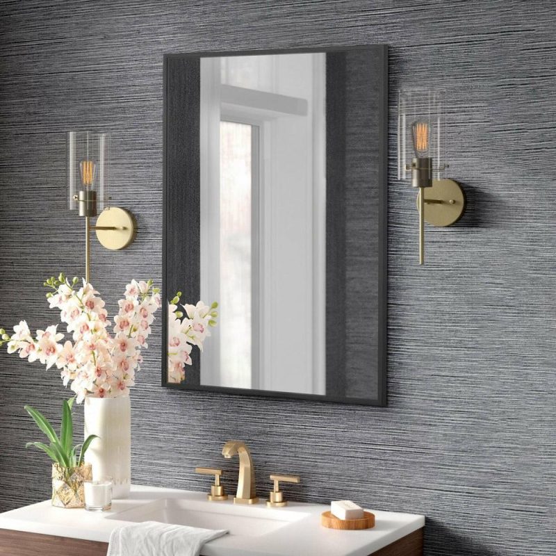 24″ X 36″ Hand Crafted Linear Rectangular Mirror – Black Bedroom