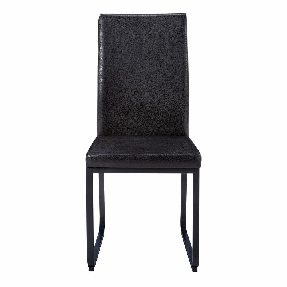 2Pcs Black Leather-Look Black Dining Chair Dining Chairs