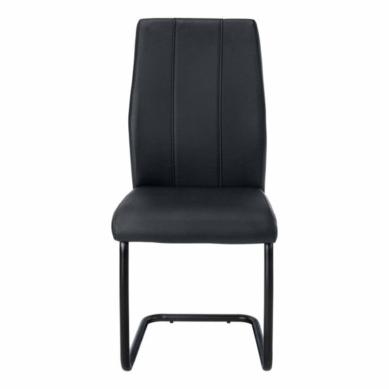 2Pcs Black Leather-Look Metal Dining Chair Dining Chairs