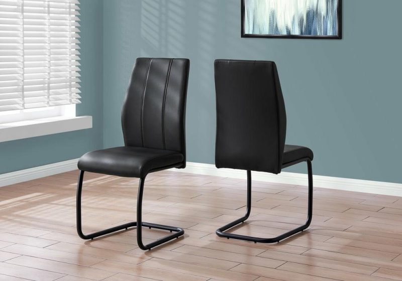 2Pcs Black Leather-Look Metal Dining Chair Dining Chairs