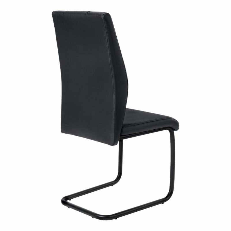 2Pcs Black Leather-Look Metal Dining Chair Dining Chairs