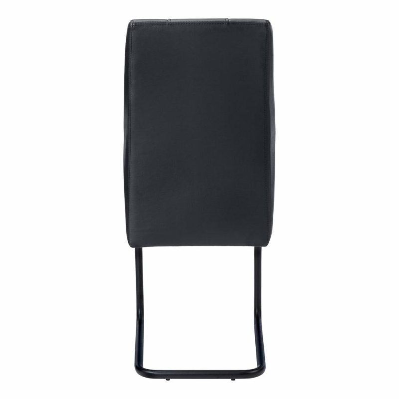 2Pcs Black Leather-Look Metal Dining Chair Dining Chairs