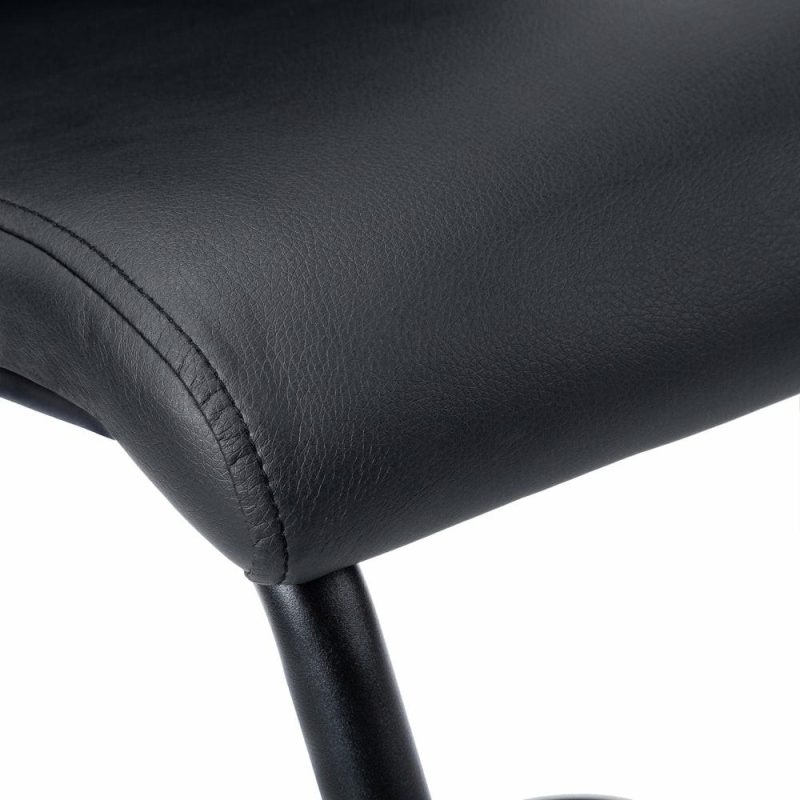 2Pcs Black Leather-Look Metal Dining Chair Dining Chairs