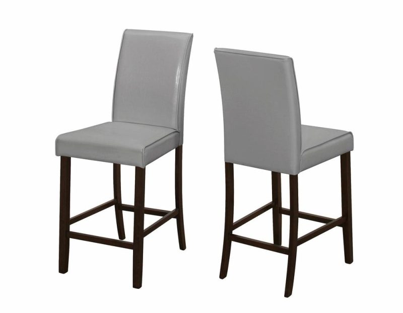 2Pcs Grey Leather-Look Counter Height Dining Chair Dining Chairs