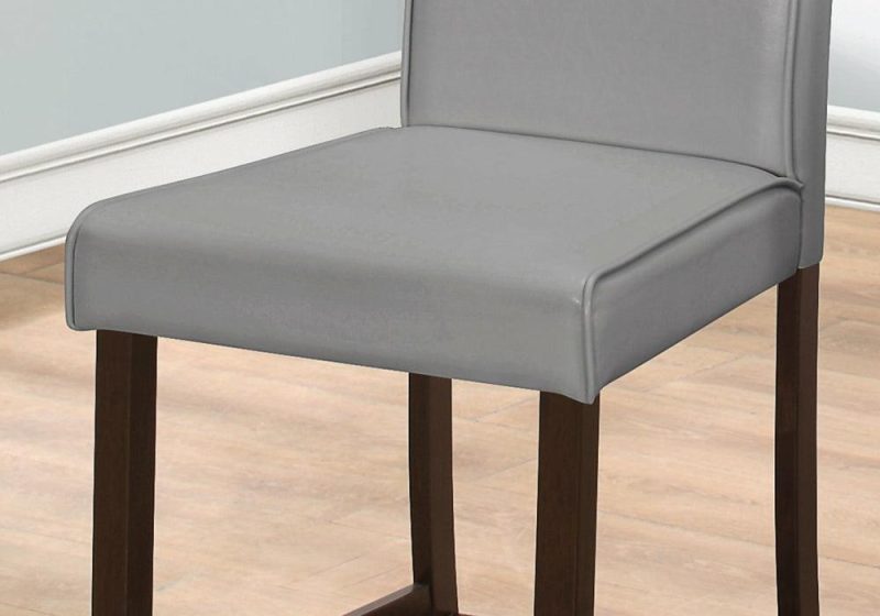 2Pcs Grey Leather-Look Counter Height Dining Chair Dining Chairs