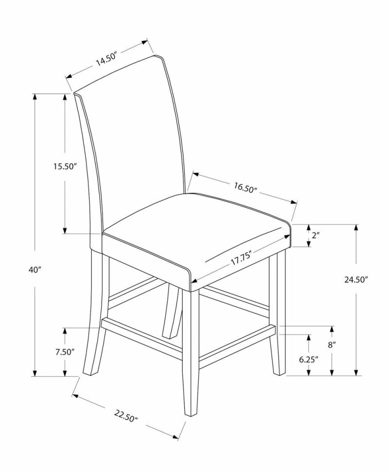 2Pcs Grey Leather-Look Counter Height Dining Chair Dining Chairs