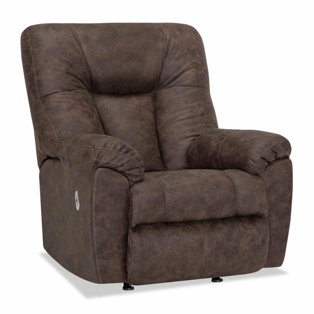 35.5″ Ranger Coffee Brown Leather-Look Fabric Power Rocker Reclining Chair Furniture