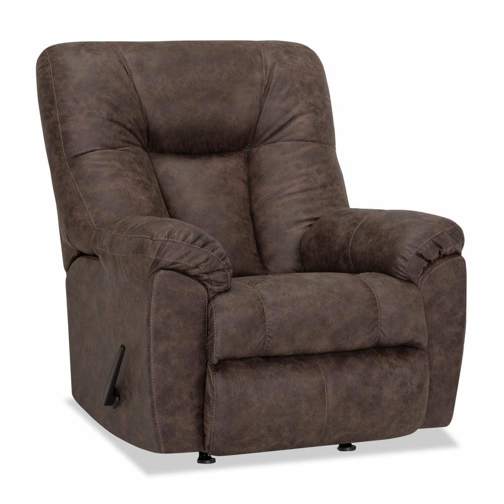 35.5″ Ranger Coffee Brown Leather-Look Fabric Rocker Reclining Chair Accent Chairs