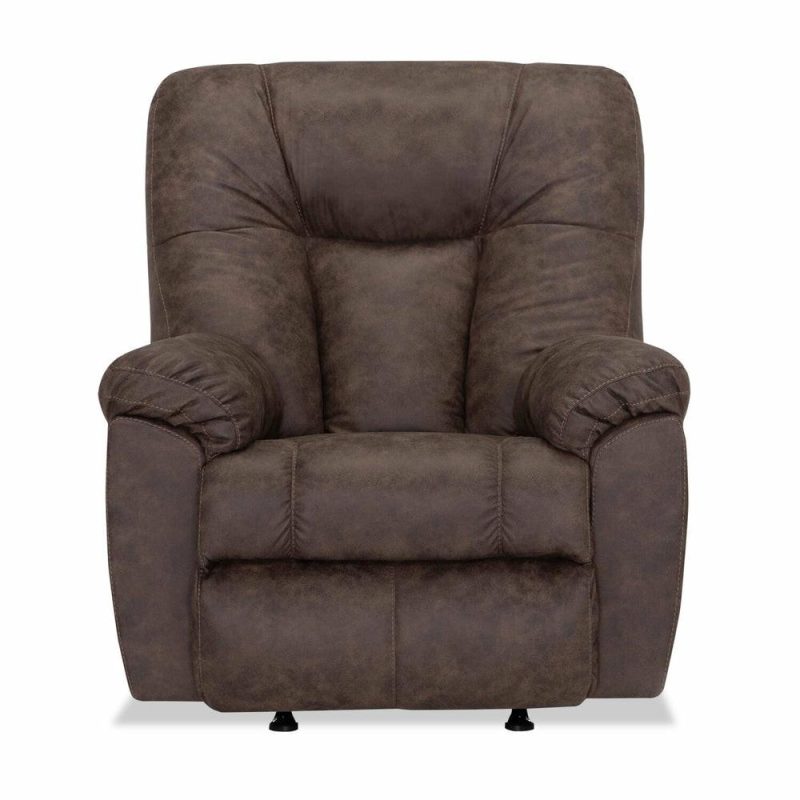 35.5″ Ranger Coffee Brown Leather-Look Fabric Rocker Reclining Chair Accent Chairs