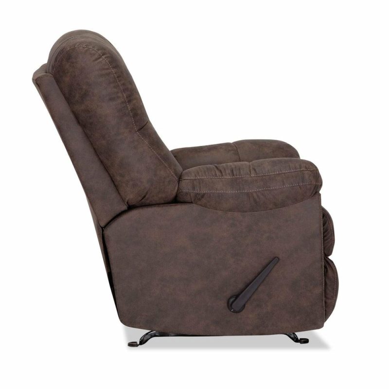 35.5″ Ranger Coffee Brown Leather-Look Fabric Rocker Reclining Chair Accent Chairs