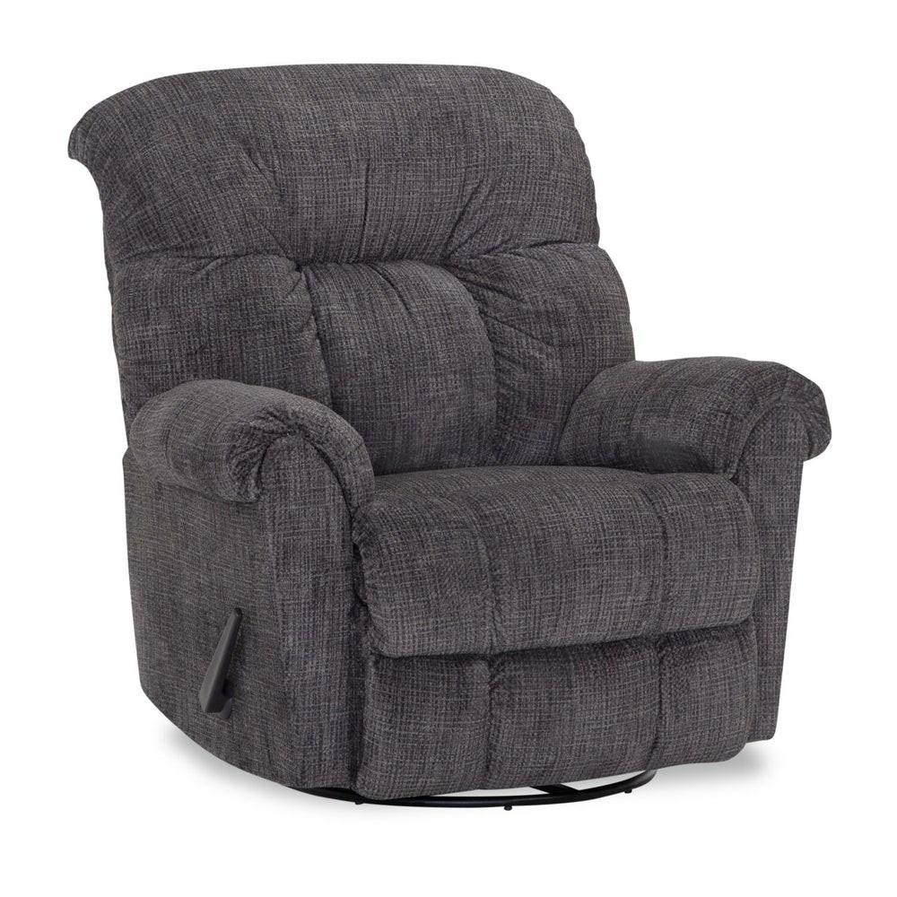 36″ Fighter Charcoal Grey Chenille Fabric Swivel Rocker Reclining Chair Accent Chairs