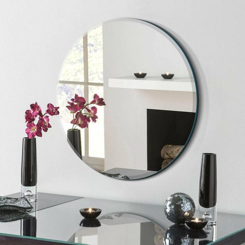 36″ X 36″ Round Frameless Beveled Edge Mirror Bedroom