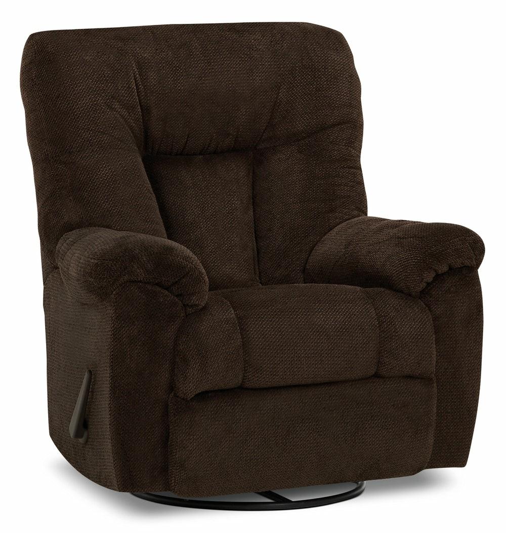 39″ Earth Chocolate Brown Chenille Fabric Swivel Rocker Reclining Chair Furniture