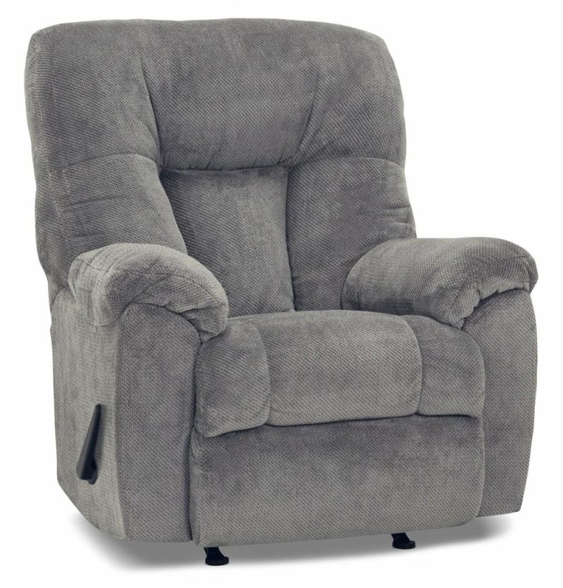 39″ Earth Slate Grey Chenille Fabric Rocker Reclining Chair Accent Chairs