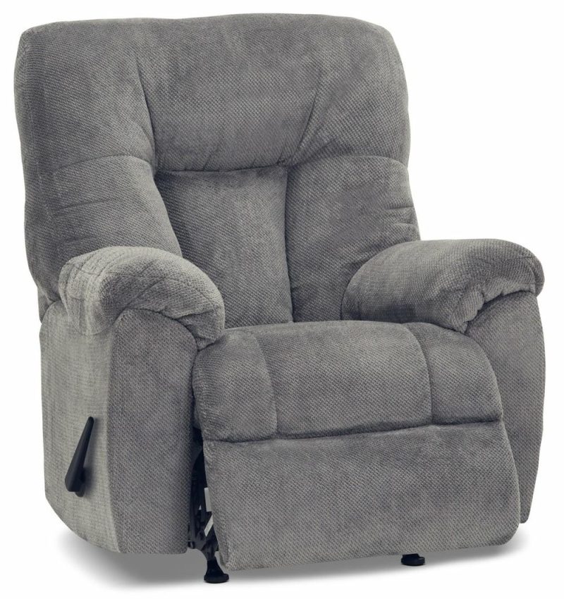 39″ Earth Slate Grey Chenille Fabric Rocker Reclining Chair Accent Chairs