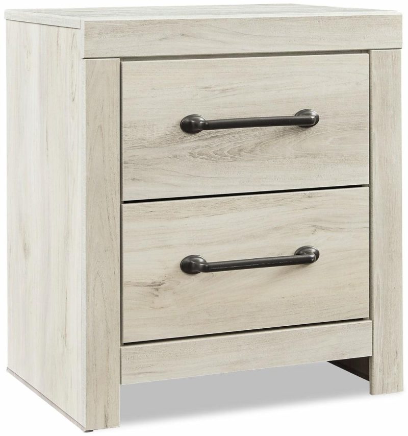 Abby Bedside 2-Drawer Nightstand With Usb Port, 21.8″W X 24.5″H – White Bedroom