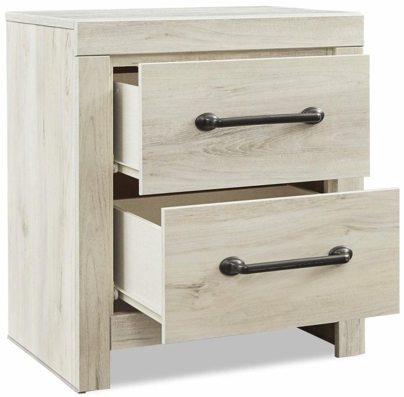 Abby Bedside 2-Drawer Nightstand With Usb Port, 21.8″W X 24.5″H – White Bedroom