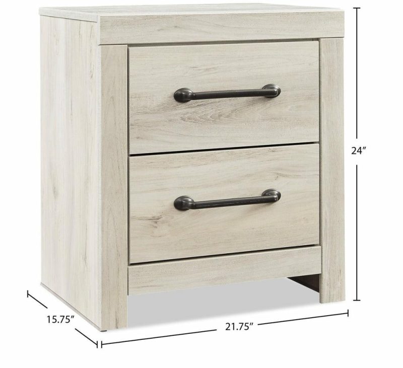 Abby Bedside 2-Drawer Nightstand With Usb Port, 21.8″W X 24.5″H – White Bedroom