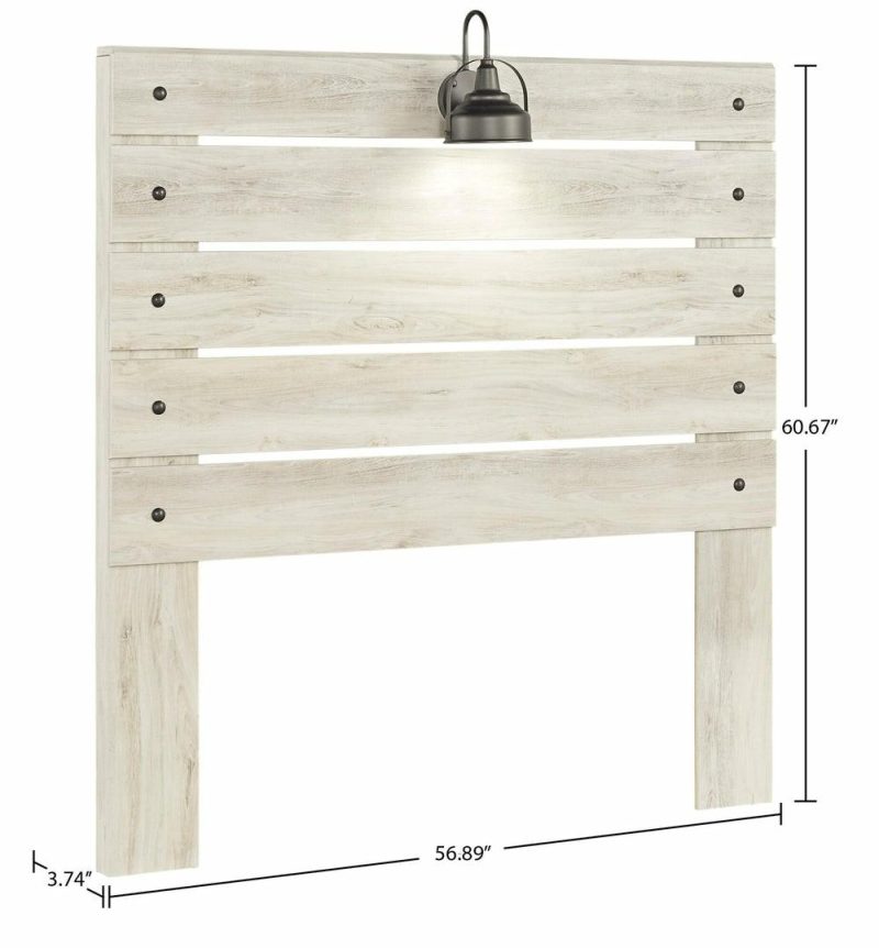 Abby Panel Headboard With Led Light & Usb Ports, White – Full Size Bedroom