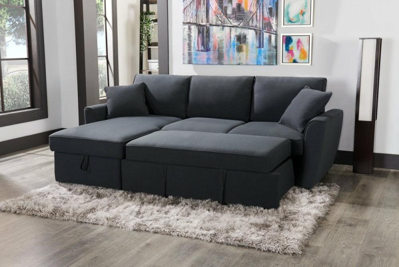 Ace 2-Piece Linen-Look Fabric Left-Facing Sleeper Sectional – Midnight Furniture