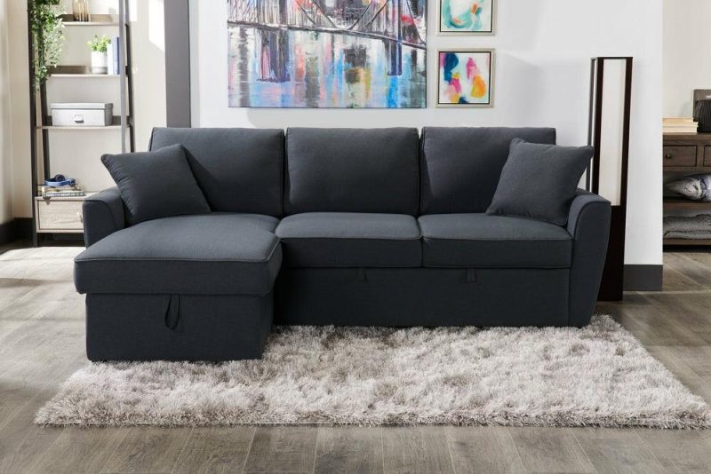 Ace 2-Piece Linen-Look Fabric Left-Facing Sleeper Sectional – Midnight Furniture