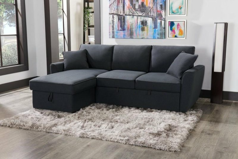 Ace 2-Piece Linen-Look Fabric Left-Facing Sleeper Sectional – Midnight Furniture