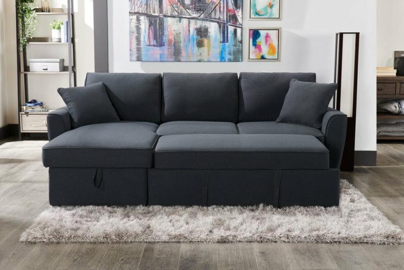 Ace 2-Piece Linen-Look Fabric Left-Facing Sleeper Sectional – Midnight Furniture