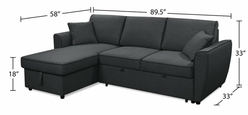 Ace 2-Piece Linen-Look Fabric Left-Facing Sleeper Sectional – Midnight Furniture