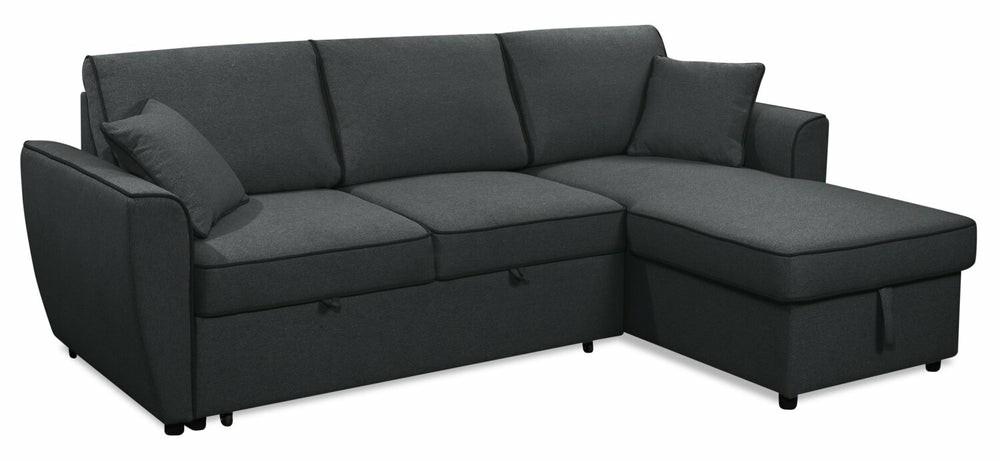 Ace 2-Piece Linen-Look Fabric Right-Facing Sleeper Sectional – Midnight Furniture