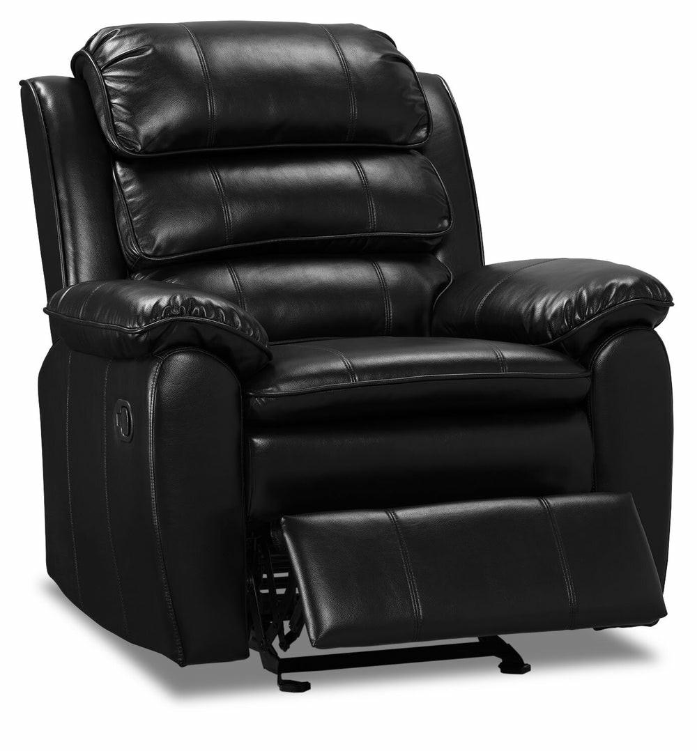 Adam 34.45″ Black Leather-Look Fabric Glider Reclining Chair Furniture