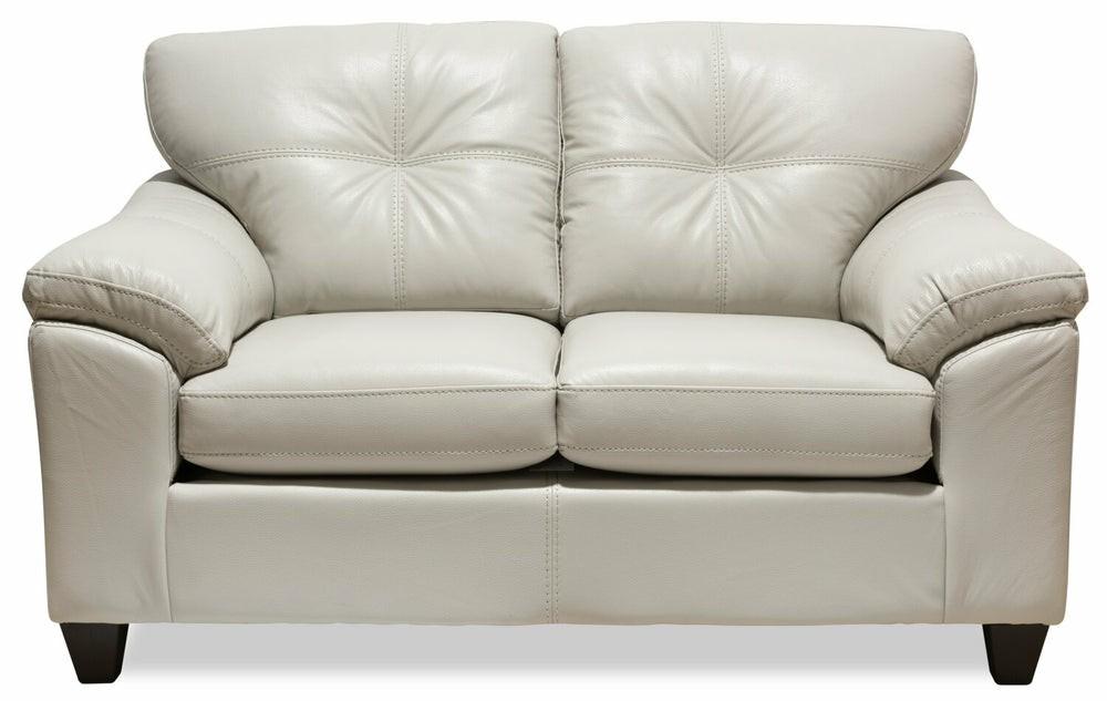 Addison Leath-Aire Loveseat – Beige Furniture