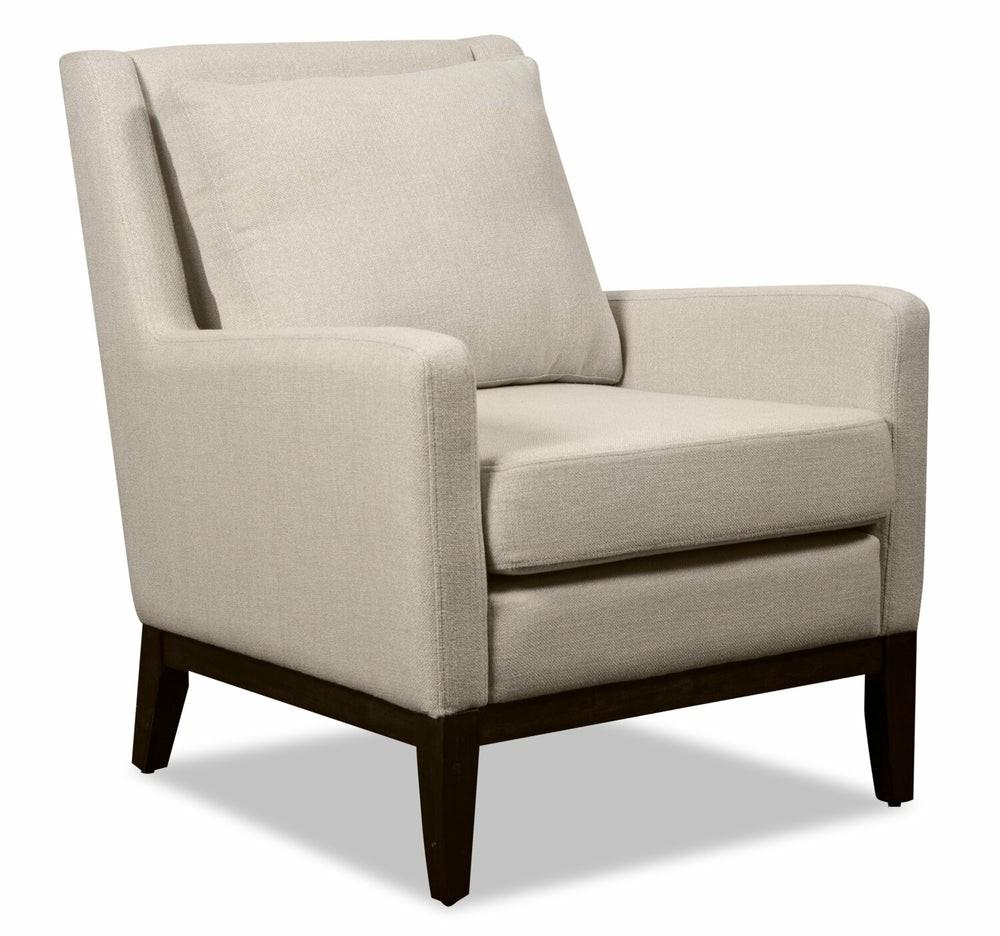 Adel 28.5″ Beige Linen-Look Fabric Accent Chair With Wood Base Accent Chairs