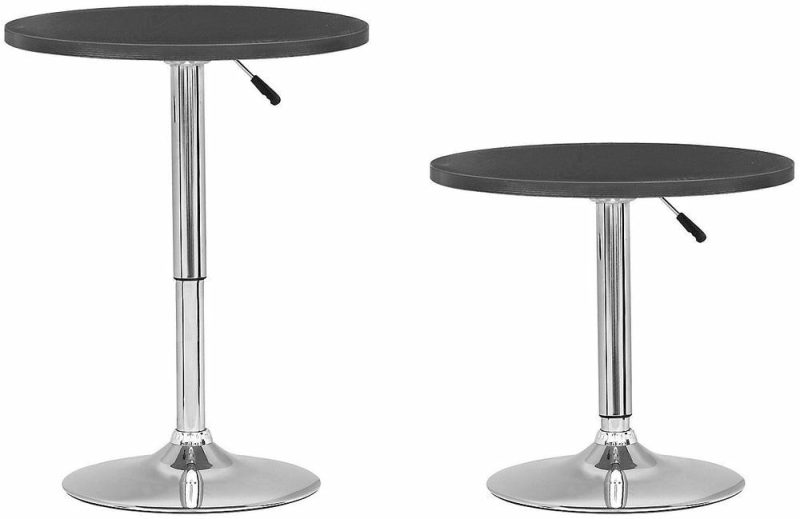 Adjustable Bar-Height Lift Table, Metal, 23.5″W Round – Black Dining Room