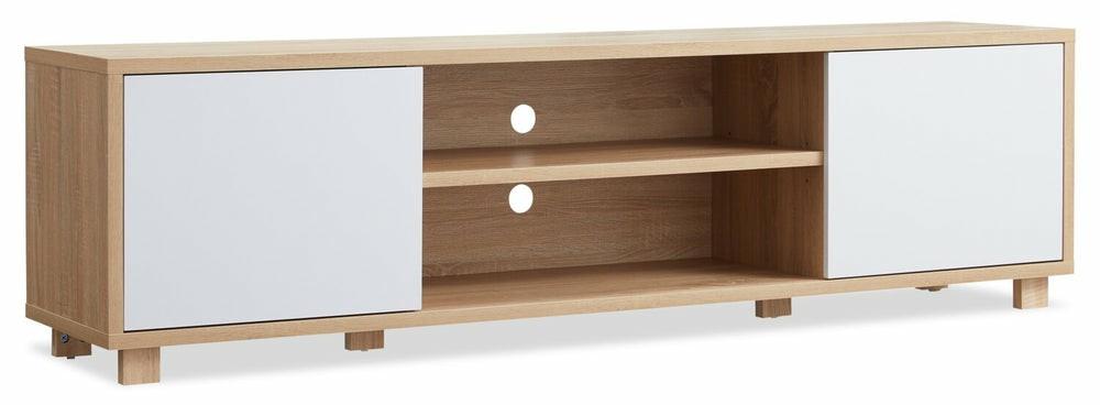 Aiden 72″ Tv Stand With Storage And Cable Management For Tv’s Up To 80″- Natural And White Furniture