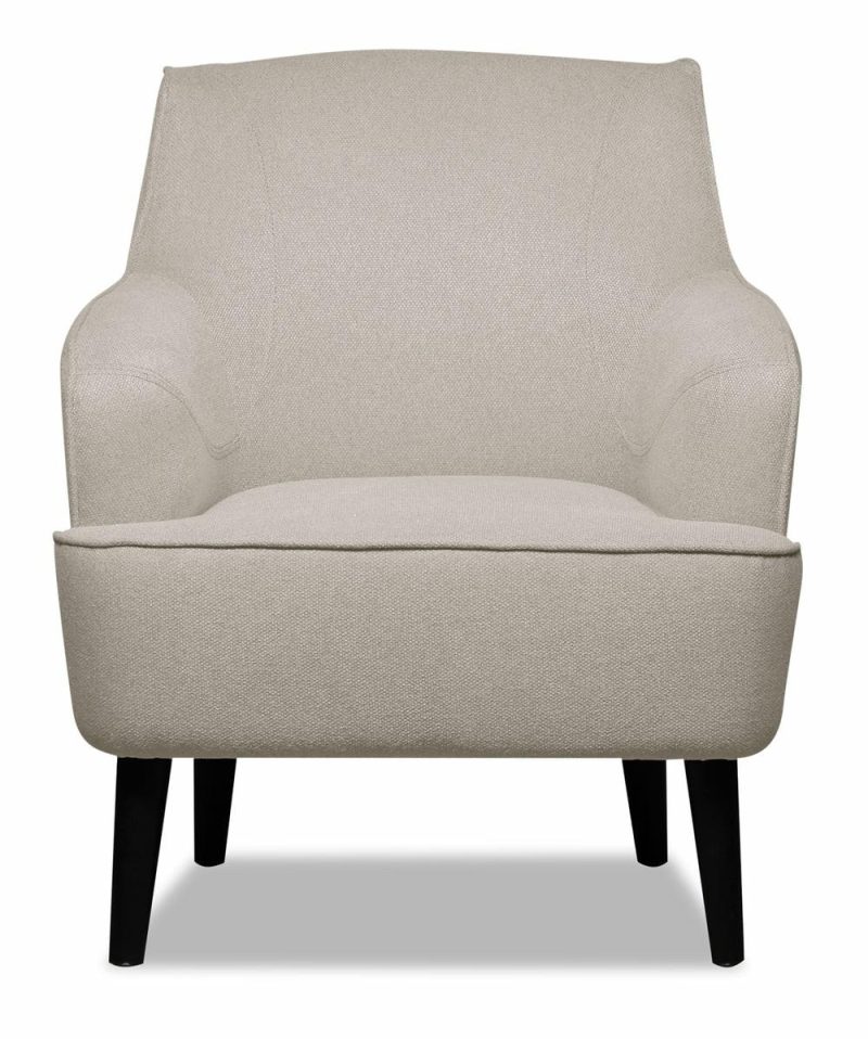 Aimy 28″ Light Grey Linen Look Fabric Accent Chair With Cylindrical Wood Legs Accent Chairs