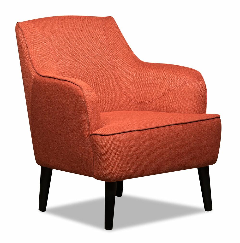 Aimy 28″ Orange Linen Look Fabric Accent Chair With Cylindrical Wood Legs Accent Chairs