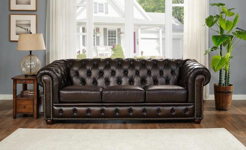 Albany Leather Sofa – Caramel Furniture