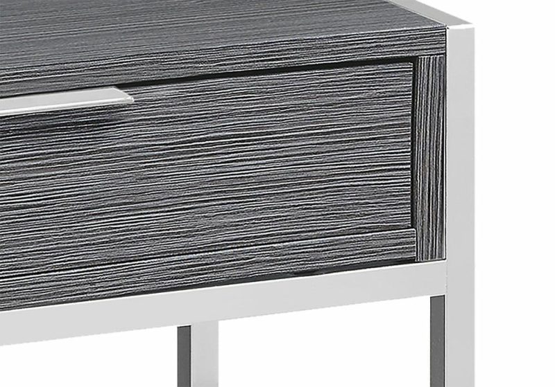 Alice 19.5″ Accent Table With Storage & Shelf – Grey With Chrome Accents End Tables