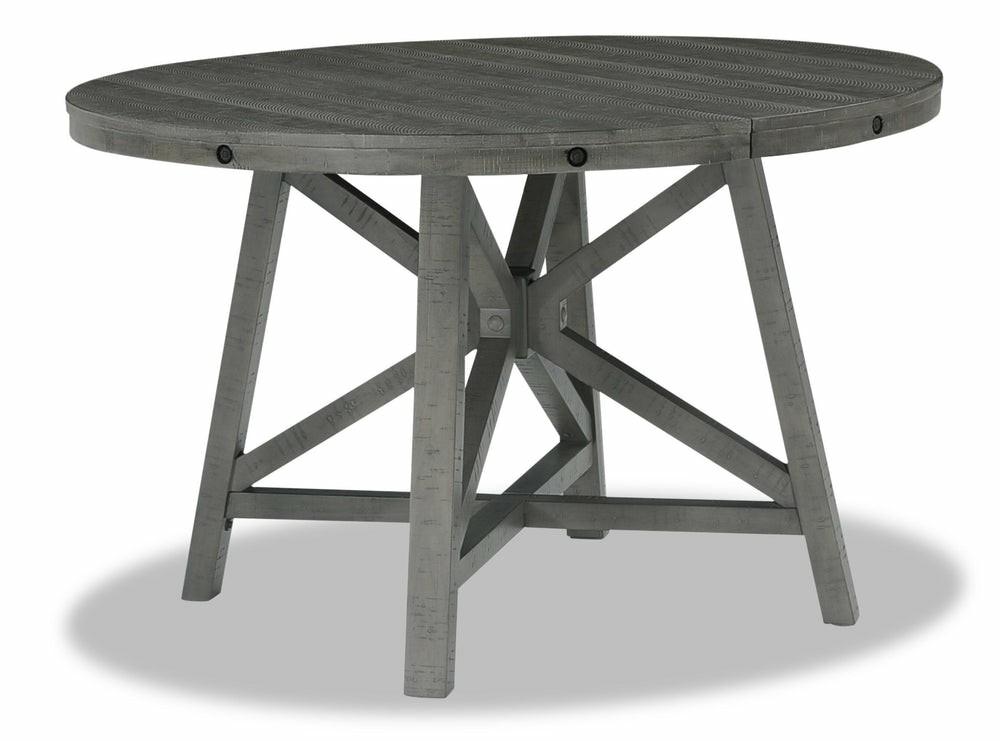 Alto Round Dining Table With 48-66″W Extension, Trestle Base – Grey Dining Room