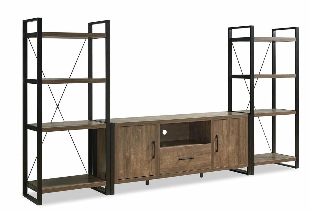 Alvin Modern 3 Piece Entertainment Centre With Storage And Cable Management For Tv’s Up To 70″- Hazelnut Entertainment Centres & Wall Units