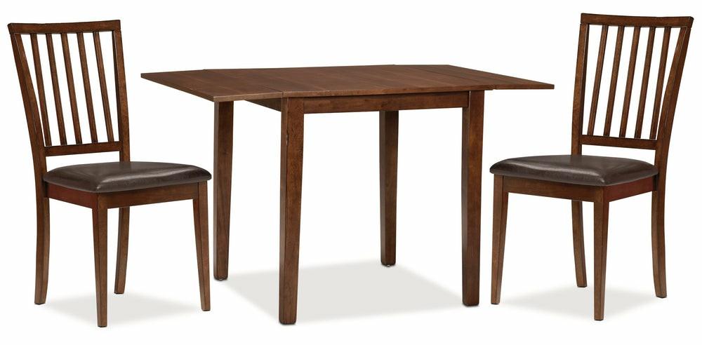 Andi 3Pc Drop-Leaf Dining Set With Table & 2 Chairs, 48″W – Brown Dining Room