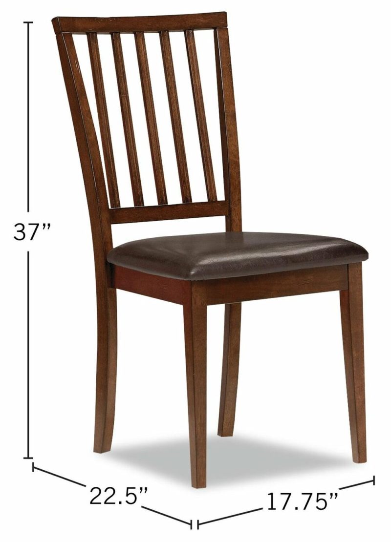 Andi Dining Chair With Vegan-Leather Fabric, Slat-Back – Brown Dining Chairs