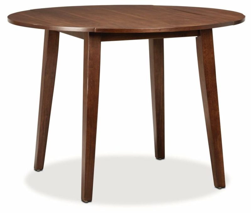 Andi Drop-Leaf Dining Table, 42″W Round – Brown Dining Room