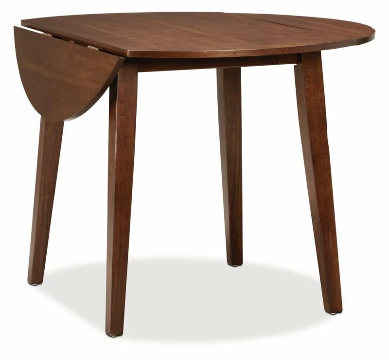 Andi Drop-Leaf Dining Table, 42″W Round – Brown Dining Room