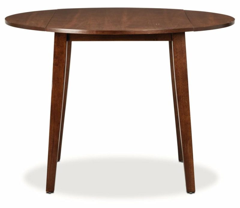 Andi Drop-Leaf Dining Table, 42″W Round – Brown Dining Room